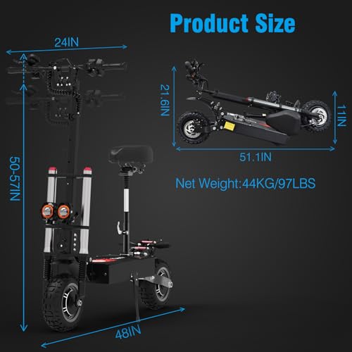60V 38.4Ah Dual Motor Electric Scooter with 11" All-Terrain Tires D560