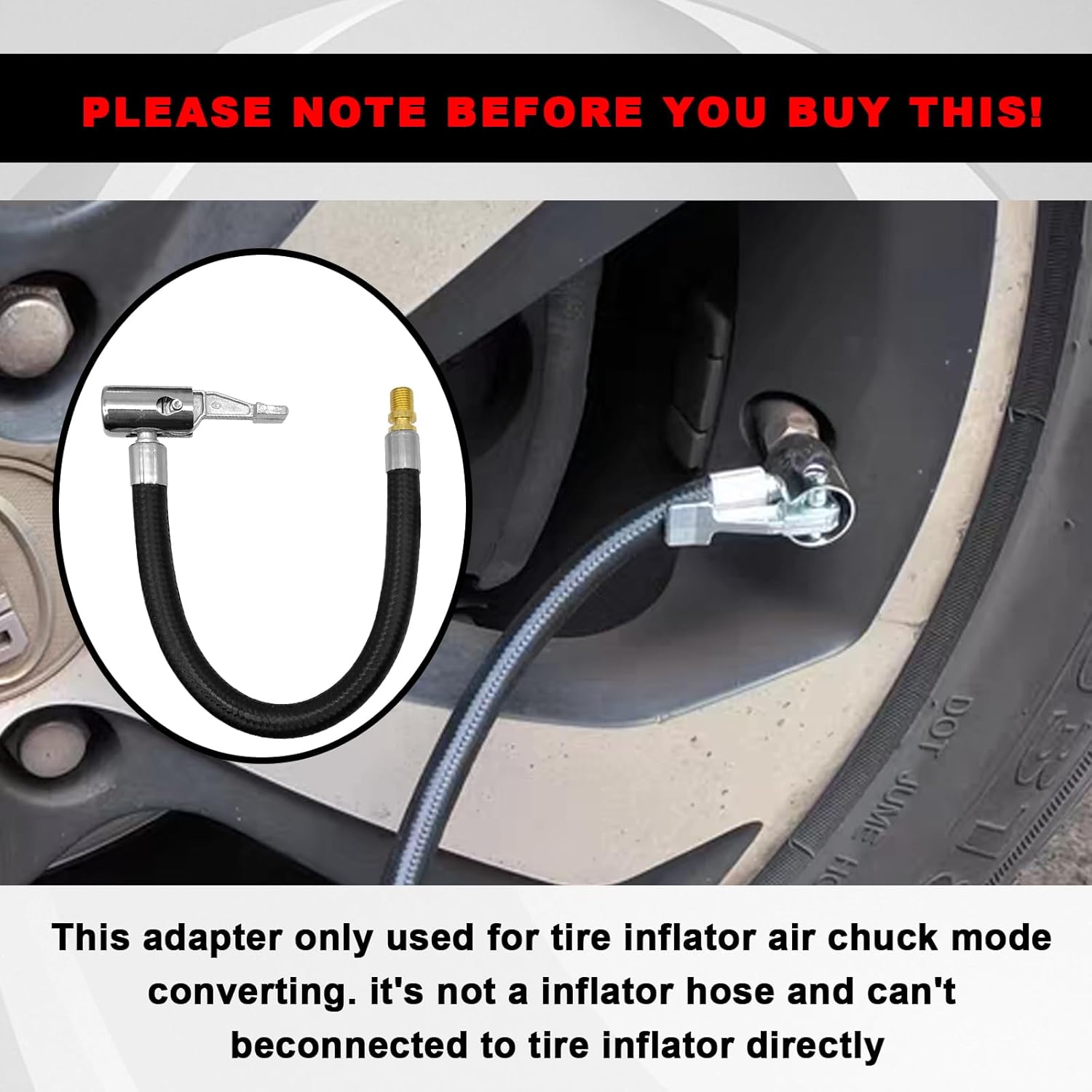 Rubber Tire Inflator Hose Adapter (9.2inch) Q1125