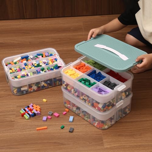 Blue Toy Storage Organizer with Compartments and Lids T4759