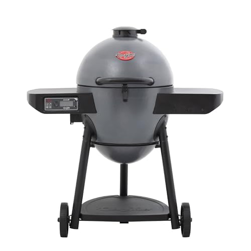 Kamado Charcoal Grill and Smoker with Cast Iron Grates and Locking Lid in Graphite A56345