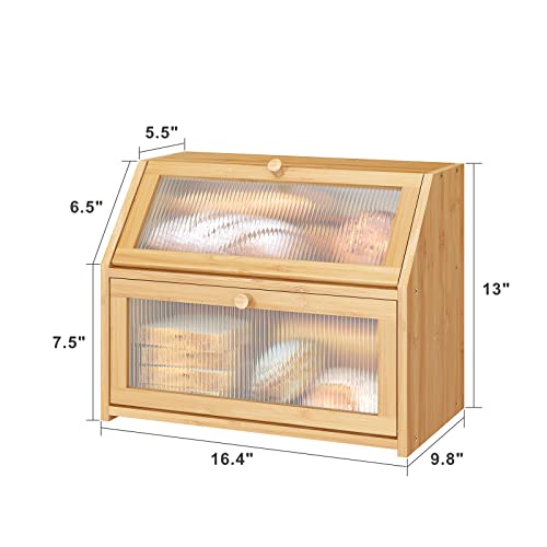 Large Bamboo Wood Bread Box K6296