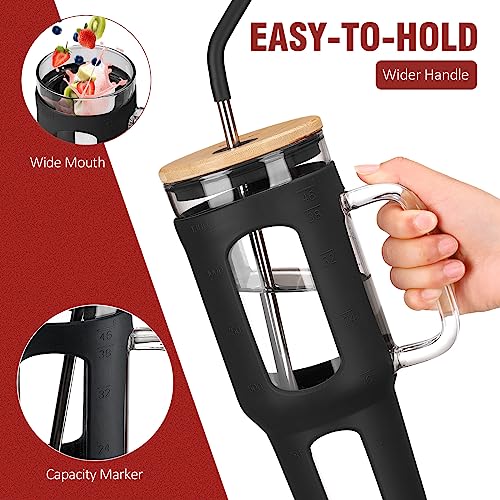 46 oz Glass Tumbler with Lid and Straw and Handle Z301120