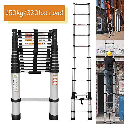 20.3ft Aluminum Extension Folding Ladder with Anti-Slip Rubber Feet P7295