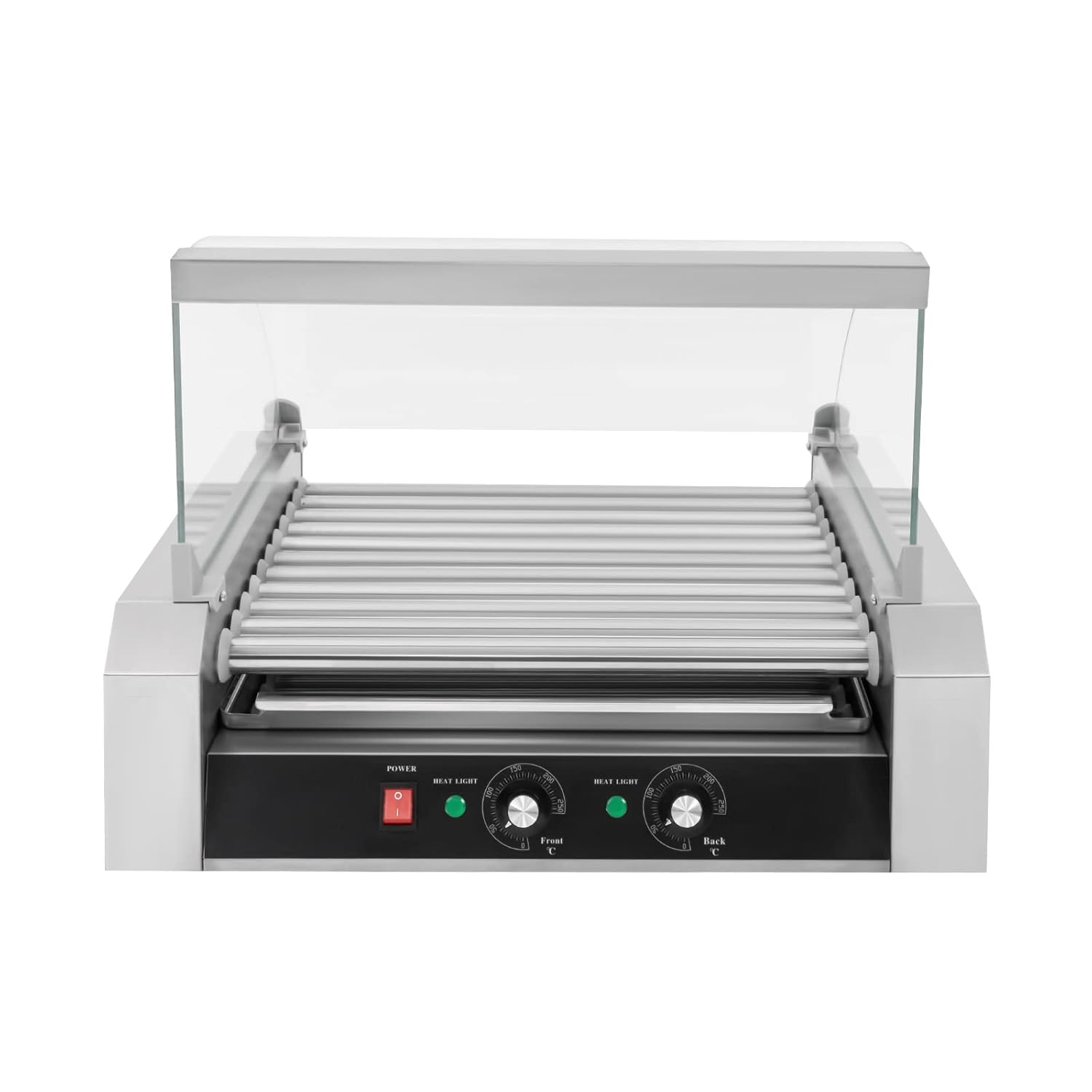 30 Hot Dog 11 Roller Stainless Steel Electric Cook Warmer Machine with Cover W4566