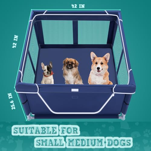 42x42x25.6 Inches Dog Playpen with Gate J6756