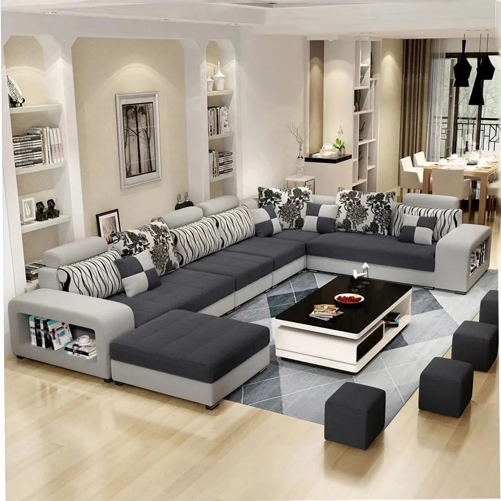 Modern Fabric Sectional Sofa Set V4214