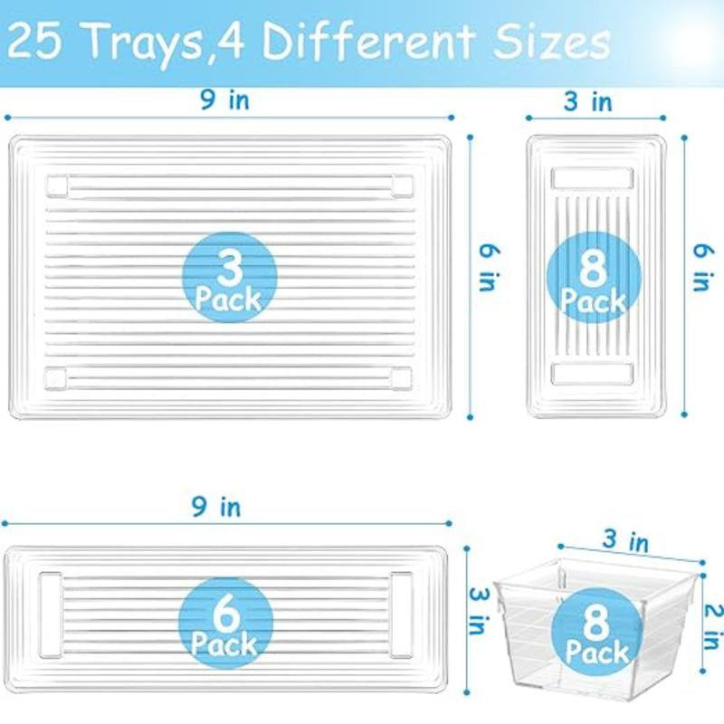 25 Pcs Plastic Clear Drawer Organizer Storage Trays B437407