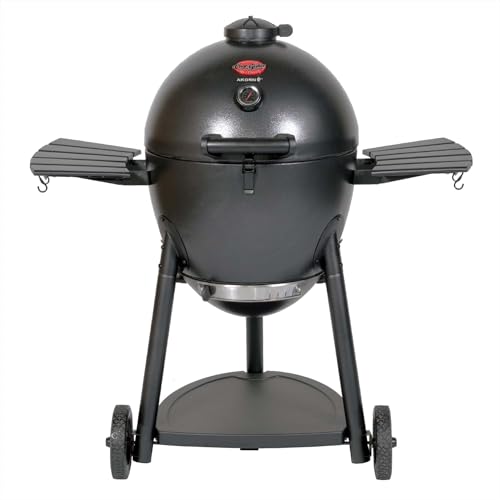 Kamado Charcoal Grill and Smoker with Cast Iron Grates and Locking Lid in Graphite A56345