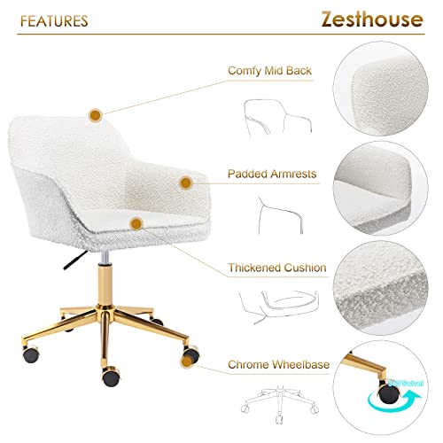 White Swivel Desk Chair with Wheels M7245