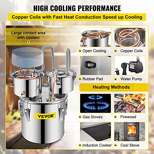 Stainless Steel Alcohol Distiller with Copper Tube and Circulating Pump, 3 Pots L33815