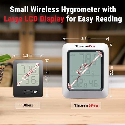Digital Hygrometer Indoor Outdoor Thermometer Wireless Temperature and Humidity Gauge Monitor with 500ft Range X4745