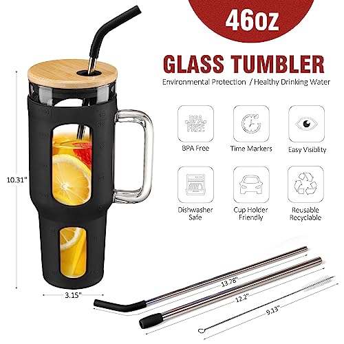 46 oz Glass Tumbler with Lid and Straw and Handle Z301120
