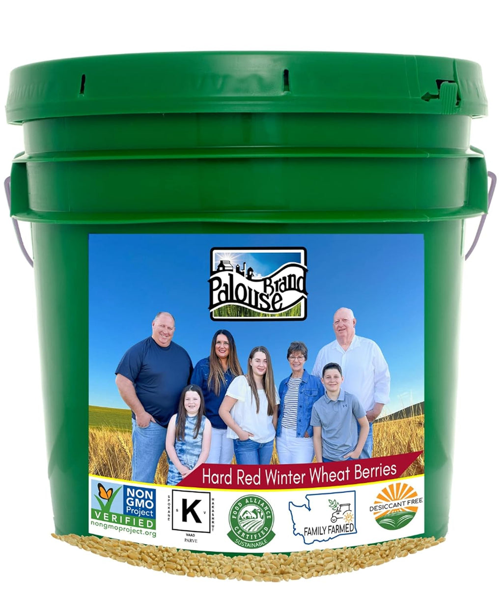 25 LBS Hard Red Winter Wheat Berries in Bucket E518