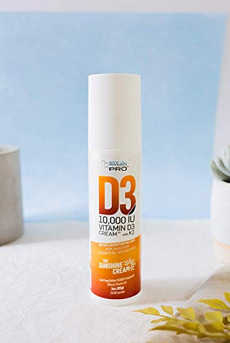 All Natural Vitamin D3 10000IU Vitamin D Cream with Vitamin K2 & Olive Leaf Extract (3.0oz) D1938