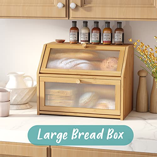 Large Bamboo Wood Bread Box K6296