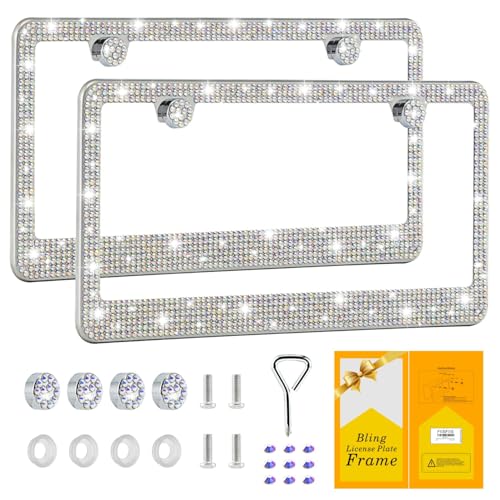 Black Stainless Steel Rhinestone License Plate Frame 2 Pack W537124