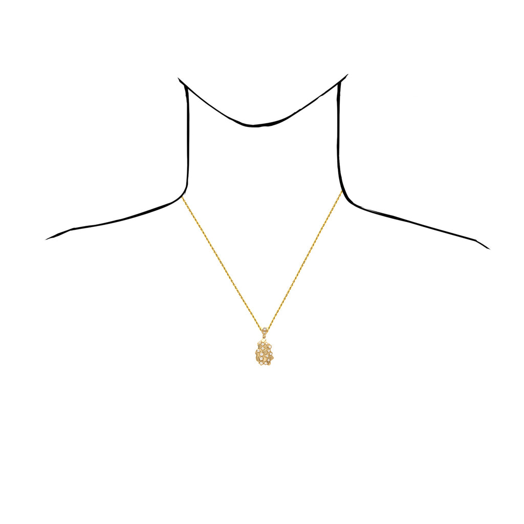 10K Yellow Gold Simulated Diamond Nugget Pendant 1.5"-2.3" N156