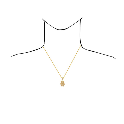 10K Yellow Gold Simulated Diamond Nugget Pendant 1.5"-2.3" N156