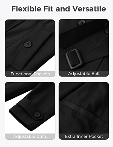 Women's Plus Size Double-Breasted Waterproof Trench Coat with Detachable Hood G686192