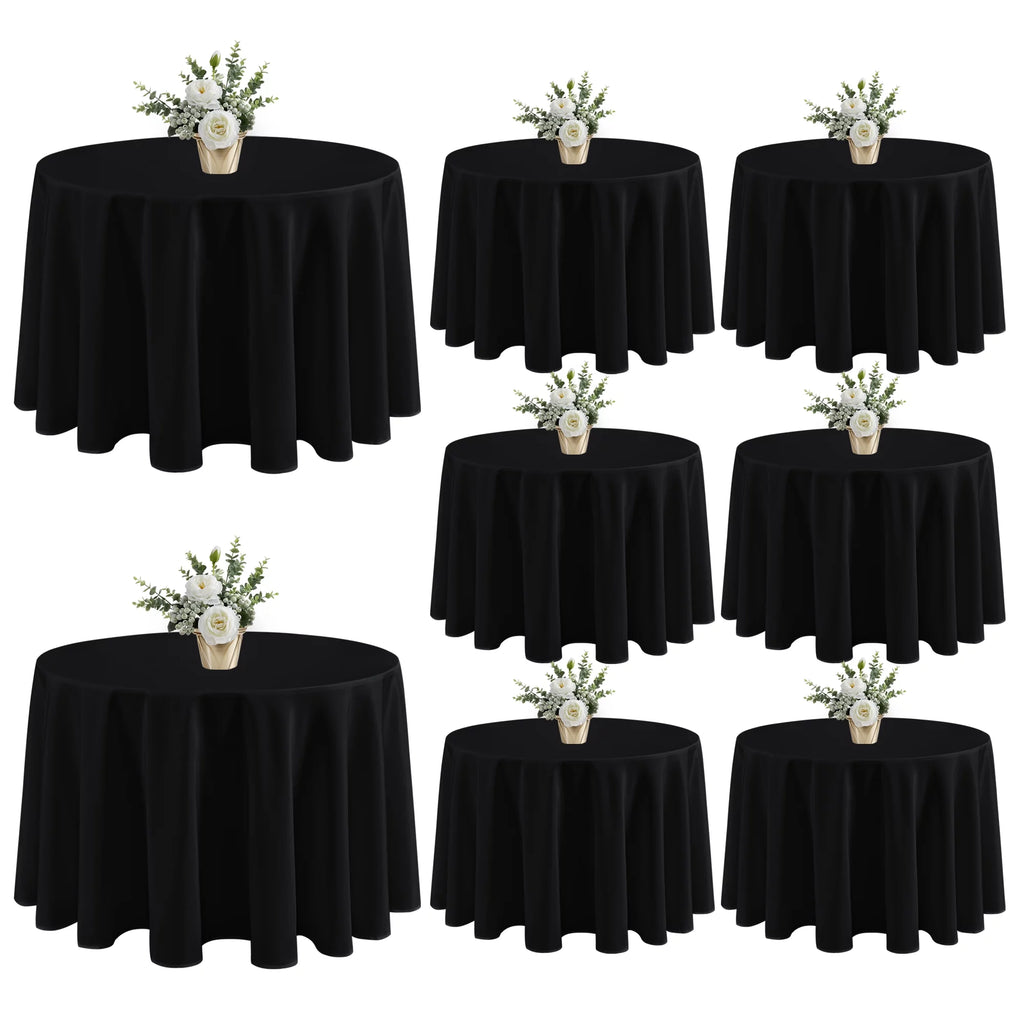 8 Pack Black 120 inch Round Polyester Table Cloth N873