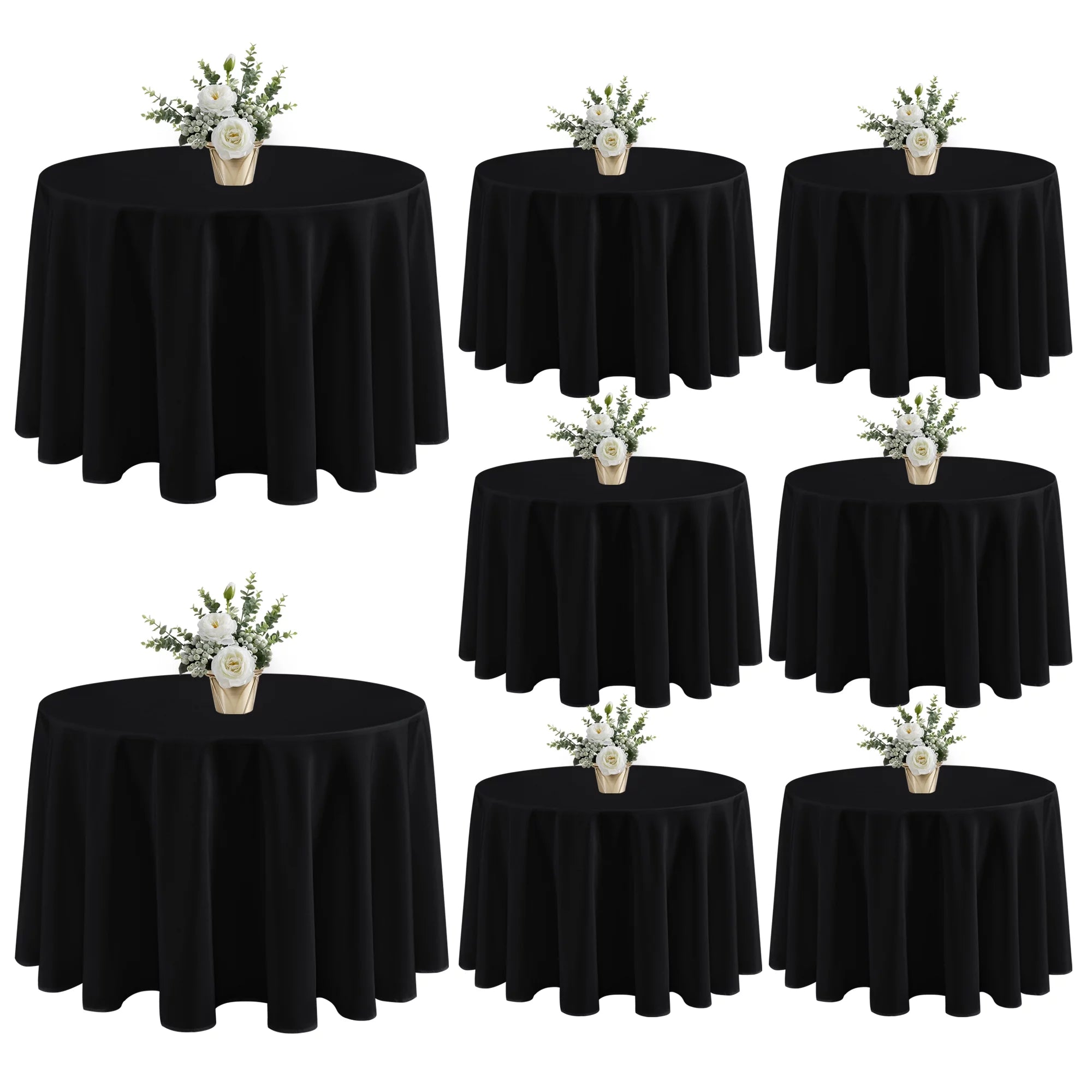 8 Pack Black 120 inch Round Polyester Table Cloth N873