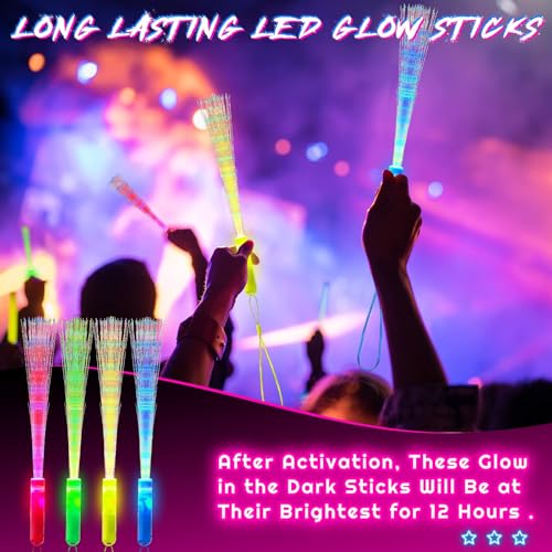 10 Pieces Fiber Optic Wand Light up Glow Stick LED Colorful Flashing Wands Z89701