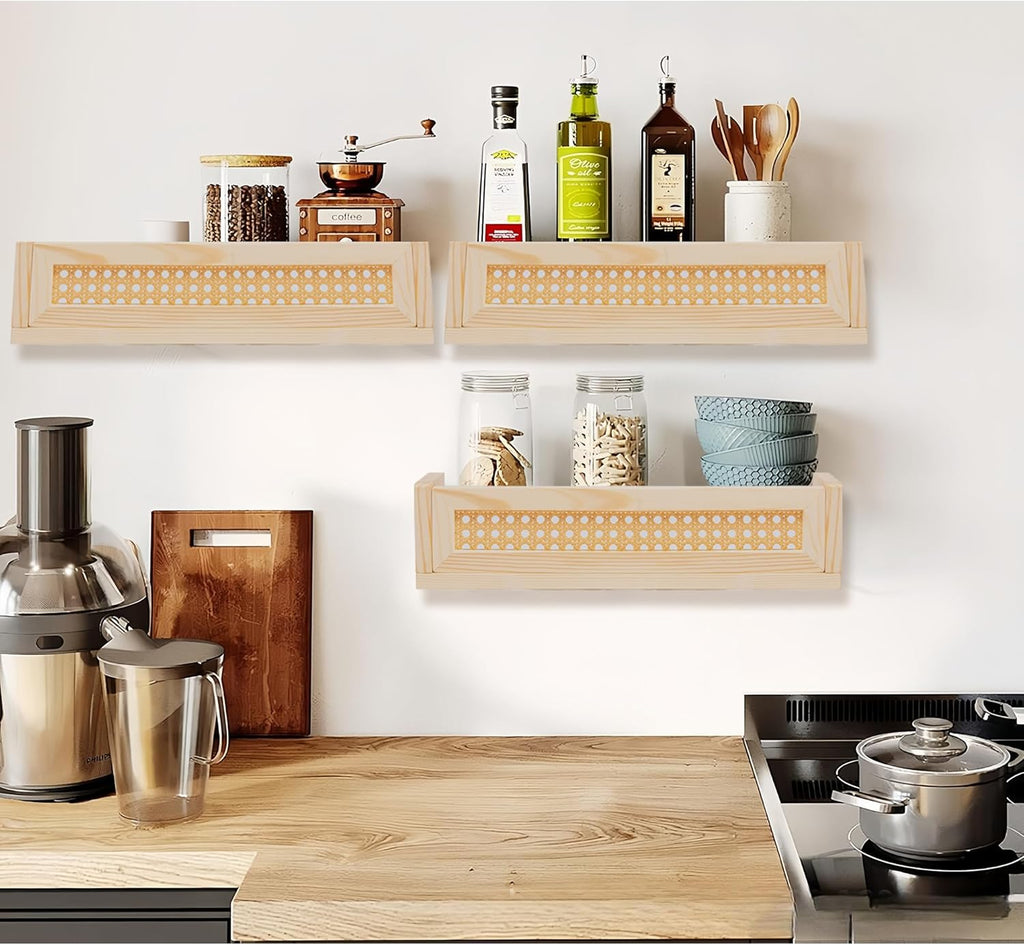 16" Rattan Shelf Set of 3 F158924