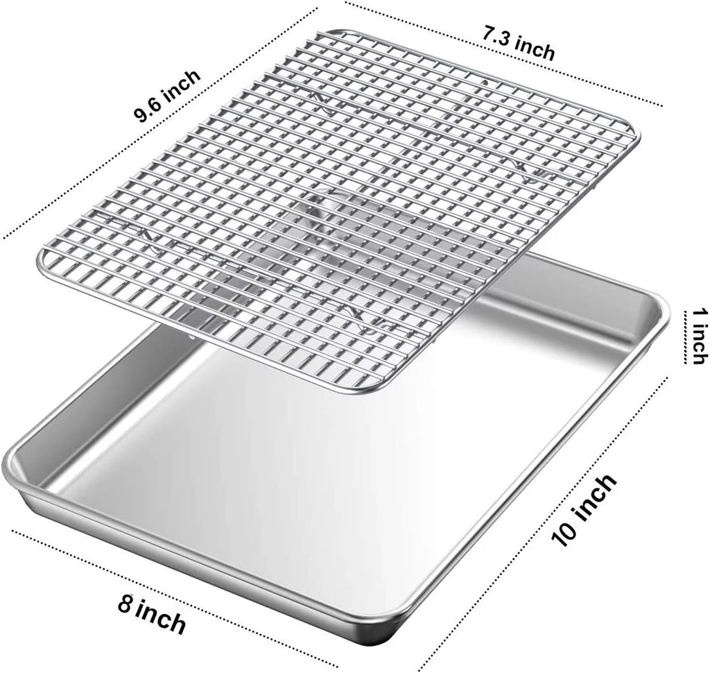 Stainless Steel Baking Sheet with Rack, 10x8x1 Inch M856289