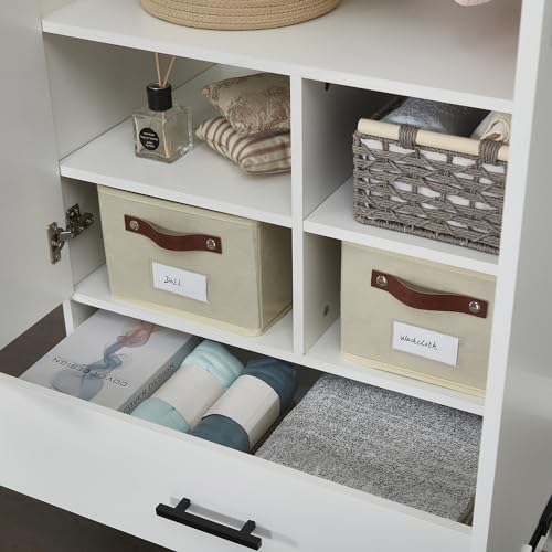White 2 Door 2 Drawer Wood Wardrobe Cabinet 31.5" L x 20.3" W x 74" H R506