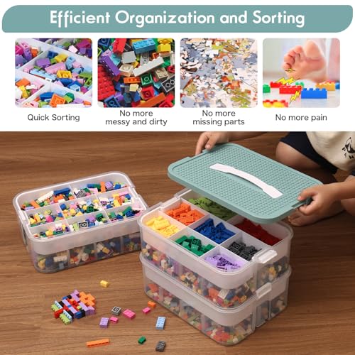 Blue Toy Storage Organizer with Compartments and Lids T4759