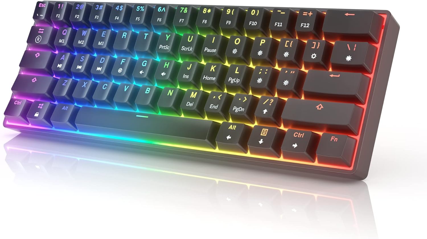 61 RGB Mechanical Gaming Keyboard with Hotswap Gateron Optical Brown Switches R4861