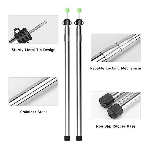 Telescoping Tent Tarp Pole 3 Section Stainless Steel Portable Camping Poles 33"-86.61" 2Pcs Set S343383