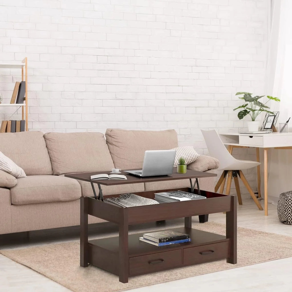 2 Drawer Lift Top Coffee Table Espresso M9121