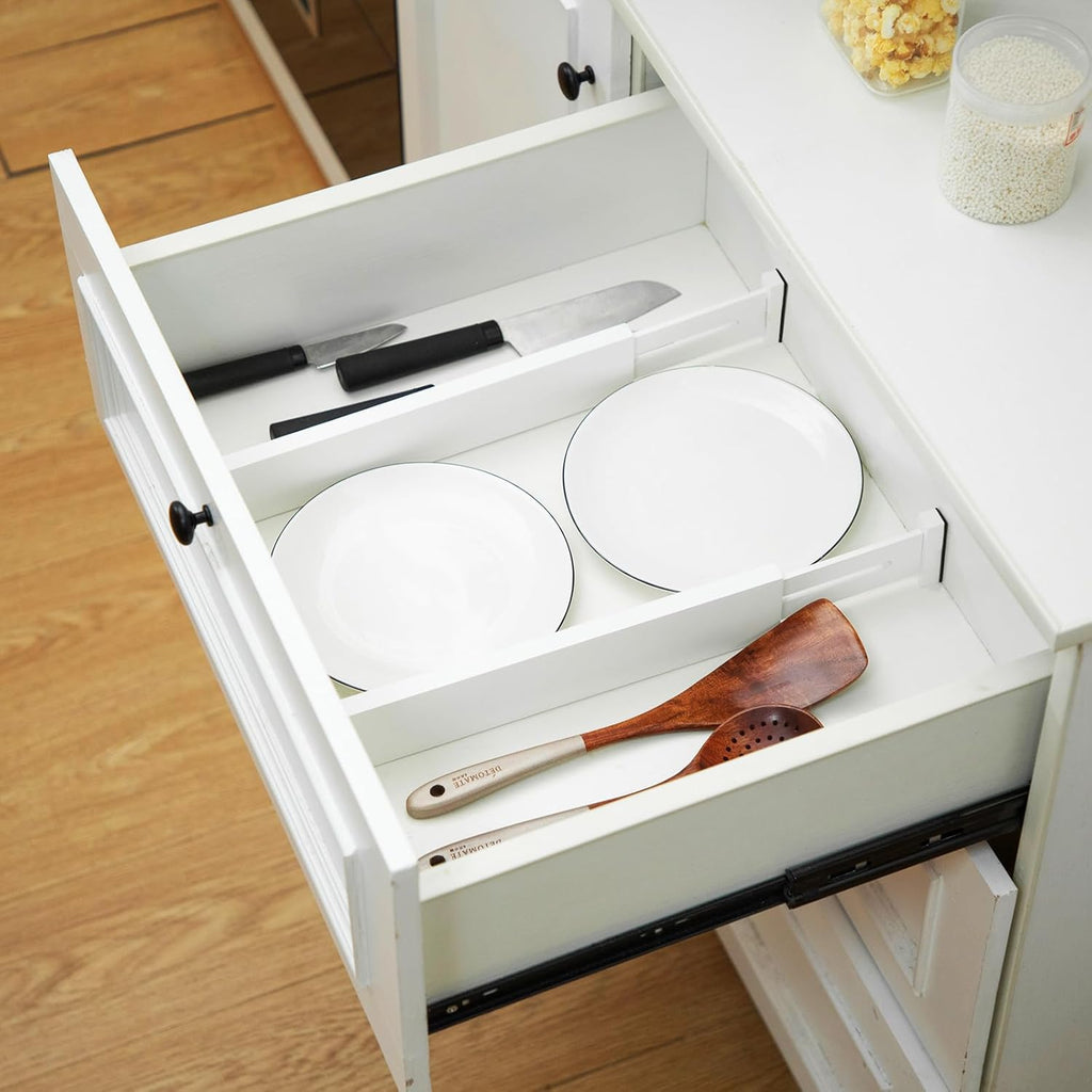 12 Pieces White Expandable Bamboo Drawer Dividers U739721