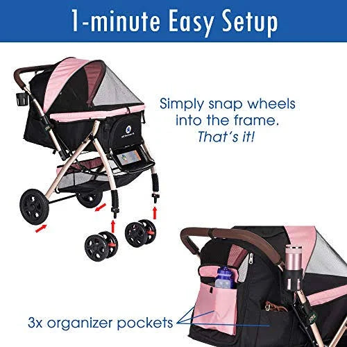 Extra-Long Heavy Duty Pet Stroller with Convertible Compartment J856685