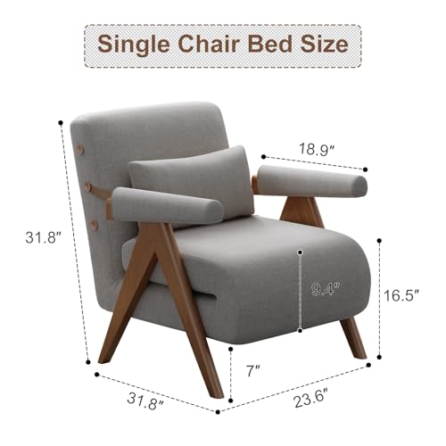 Beige White Convertible Sofa Bed Chair D9754