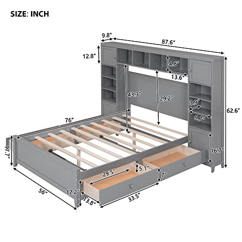 White Wood Full Murphy Bed with Shelf J528246