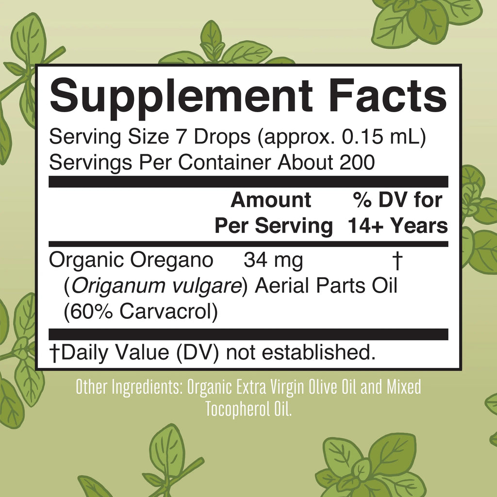 USDA Organic Oil of Oregano Liquid Drops, 1 fl oz / 30ml K933