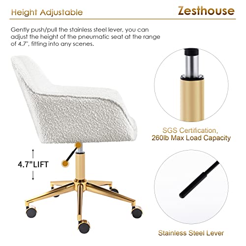 White Swivel Desk Chair with Wheels M7245