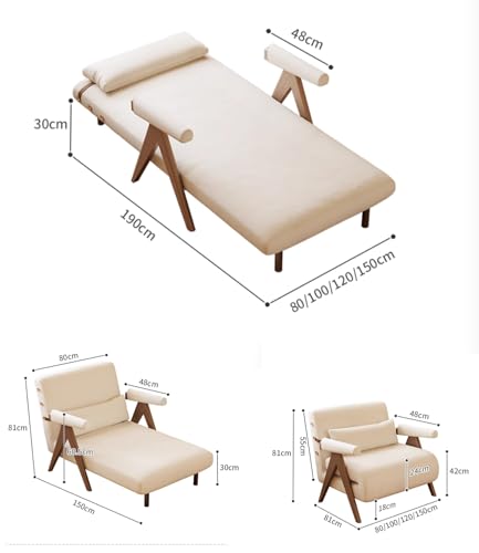 Beige White Convertible Sofa Bed Chair D9754