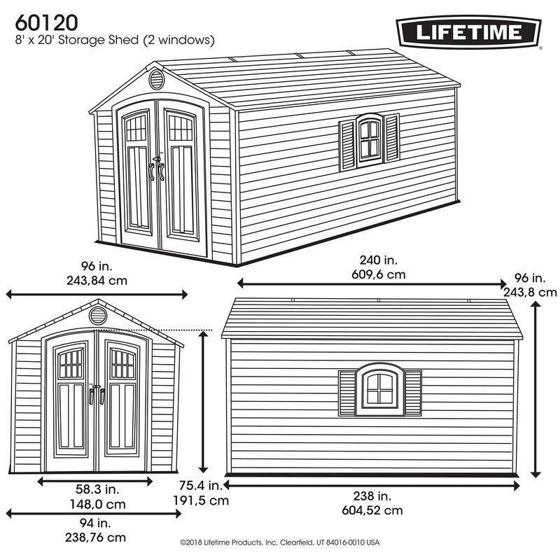 8 ft. W x 20 ft. D Plastic Storage Shed X448