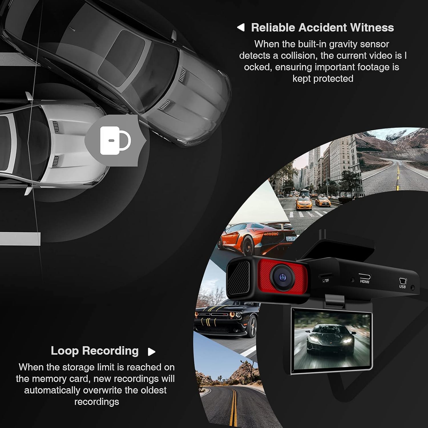 2.5K Dual Dash Camera with Night Vision U82946
