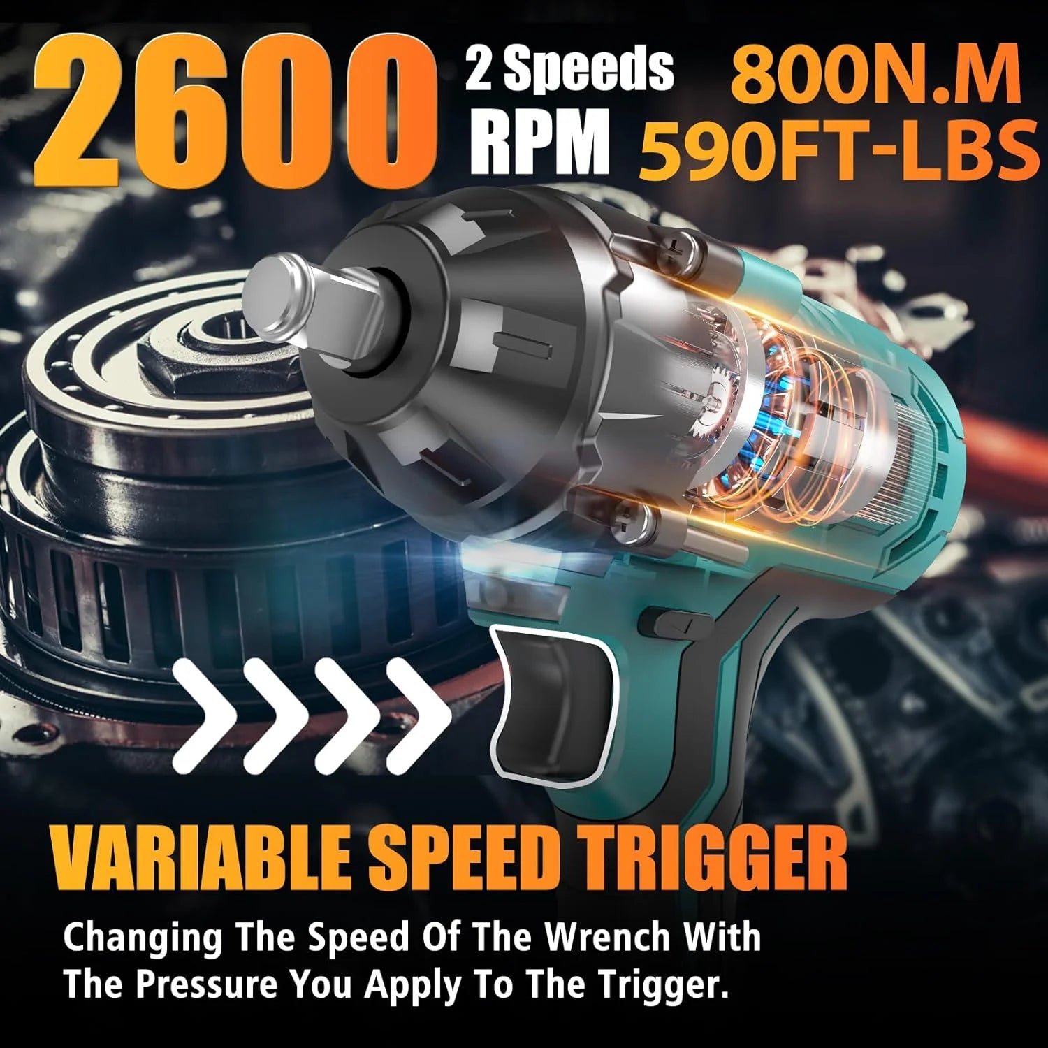 1000Nm Cordless Impact Wrench with 2X 4.0Ah Batteries Q56066