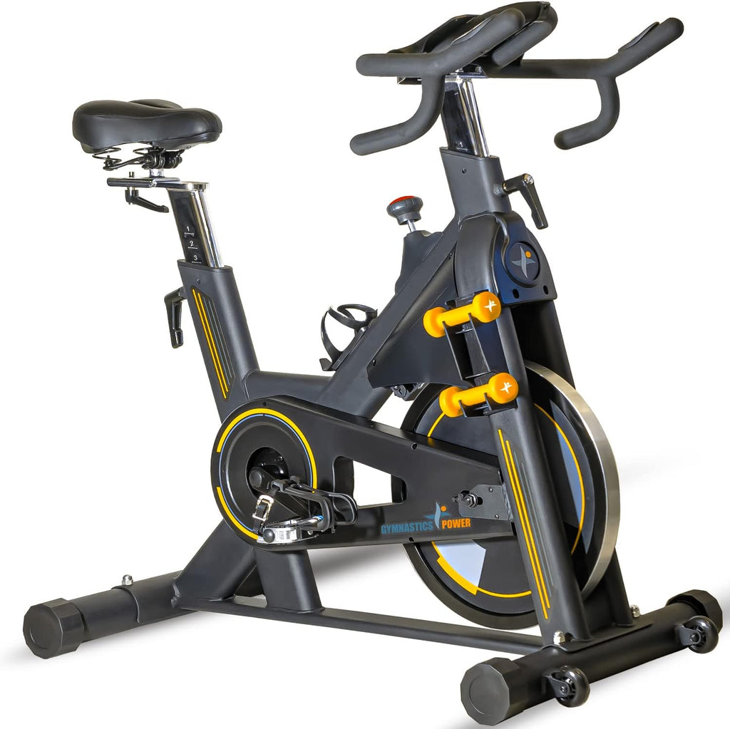 Heavy-Duty 115 LB Magnetic Resistance Exercise Bike with 2X1 lb Dumbbells I10539