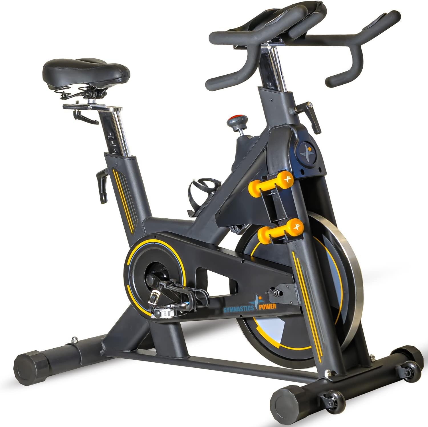 Heavy-Duty 115 LB Magnetic Resistance Exercise Bike with 2X1 lb Dumbbells I10539