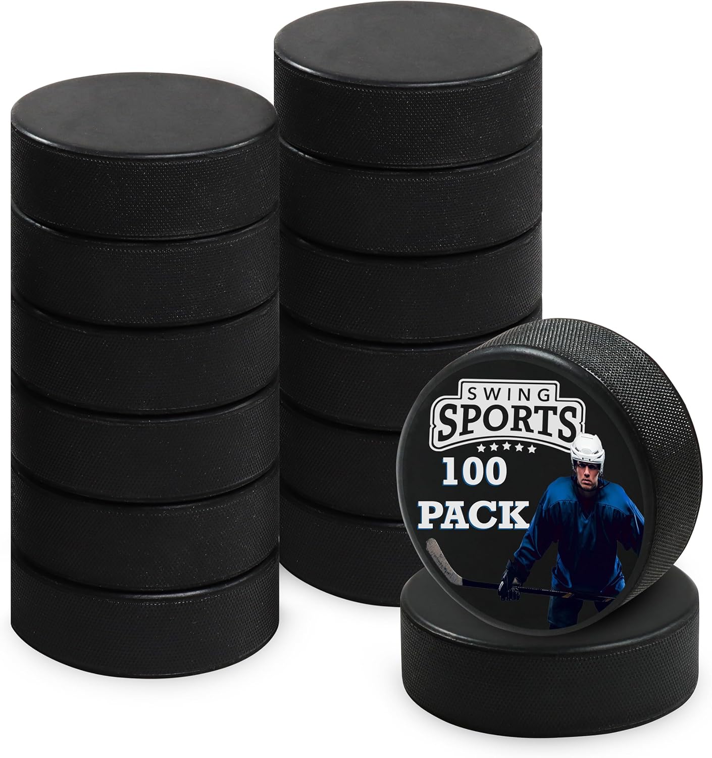 100pk Rubber Hockey Pucks 6oz Z563