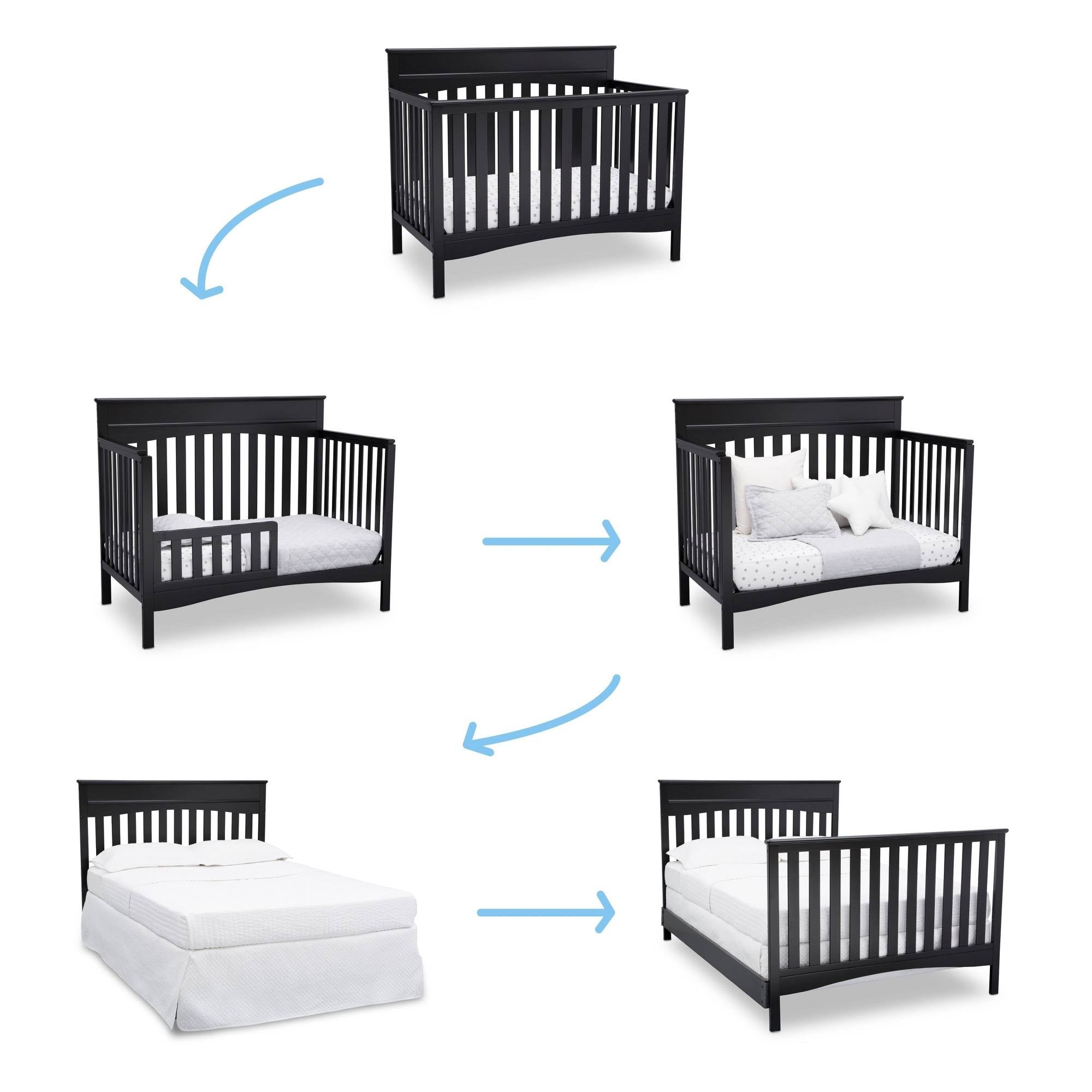 Black 4-in-1 Convertible Crib J8892