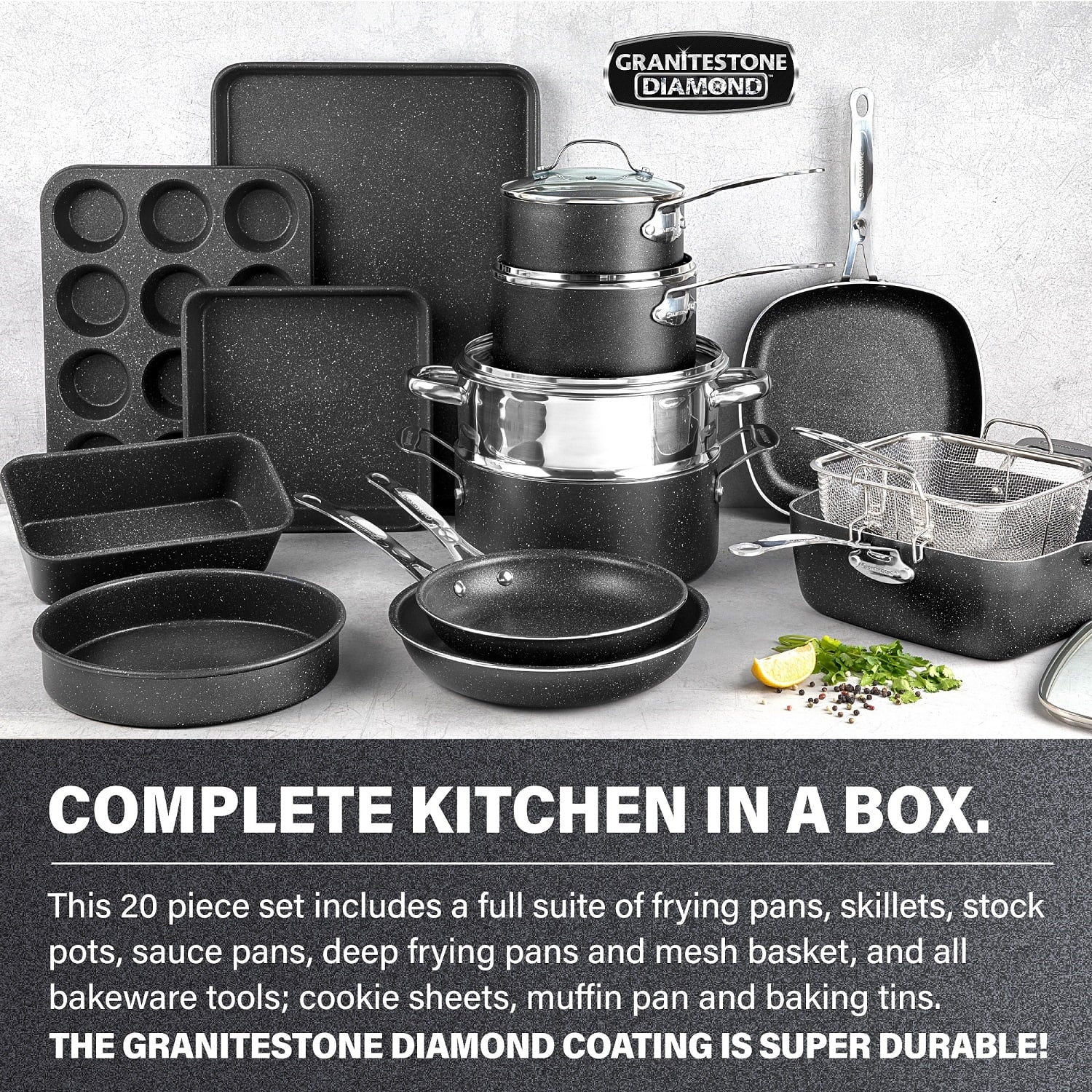20 Piece Nonstick Cookware and Bakeware Set D57457