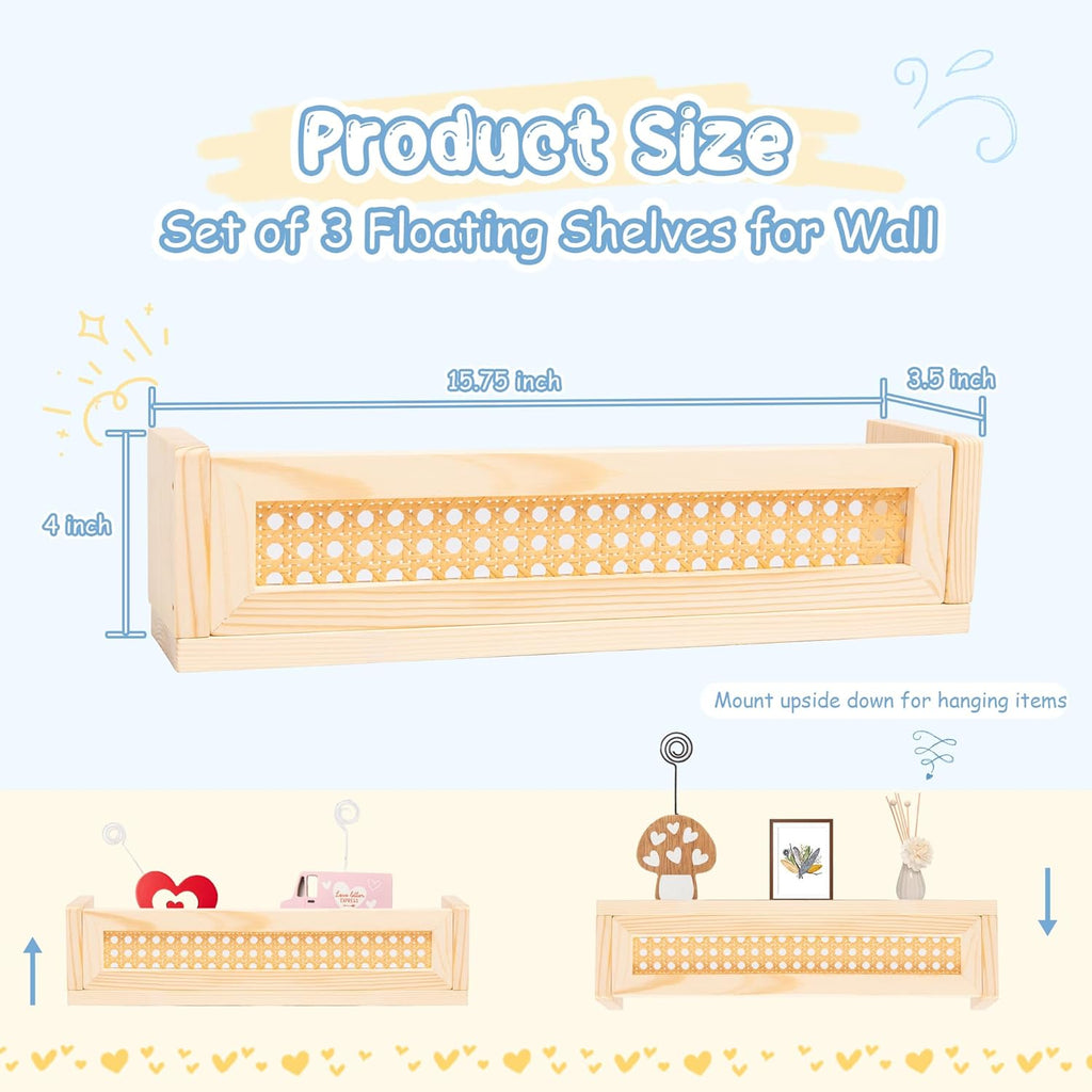 16" Rattan Shelf Set of 3 F158924