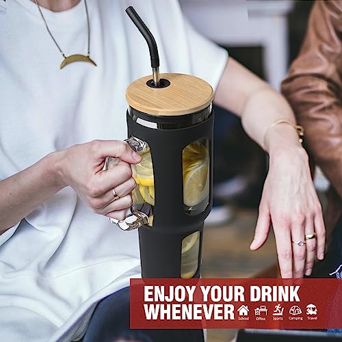 46 oz Glass Tumbler with Lid and Straw and Handle Z301120